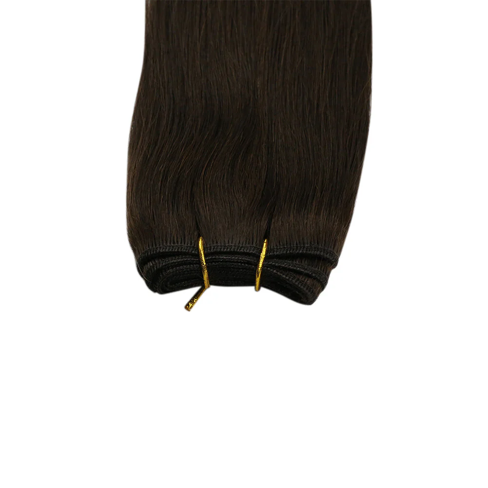 Weft Hair Extensions Remy Human Hair Weft Bundles Brown Extensions #2 - Image 7