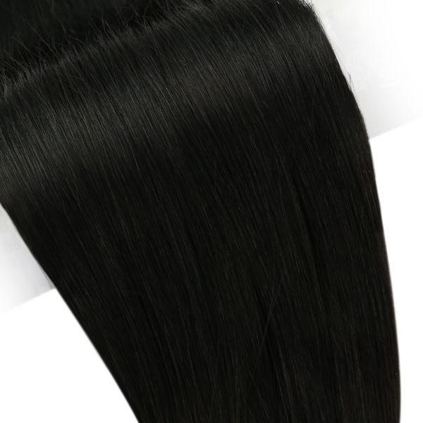 Hand Tied Weft Hair Extensions for Thin Hair 100% Virgin Human Hair Natural Black - Image 11