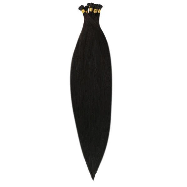 Hand Tied Weft Hair Extensions for Thin Hair 100% Virgin Human Hair Natural Black - Image 4