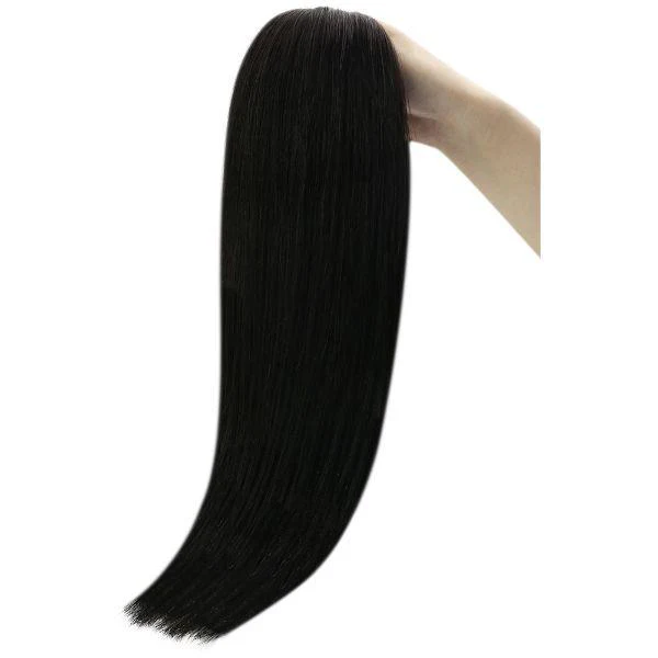Hand Tied Weft Hair Extensions for Thin Hair 100% Virgin Human Hair Natural Black - Image 6