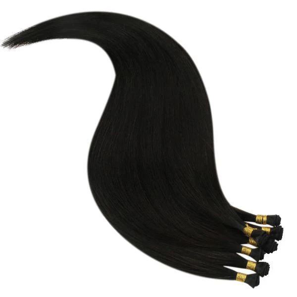 Hand Tied Weft Hair Extensions for Thin Hair 100% Virgin Human Hair Natural Black - Image 8