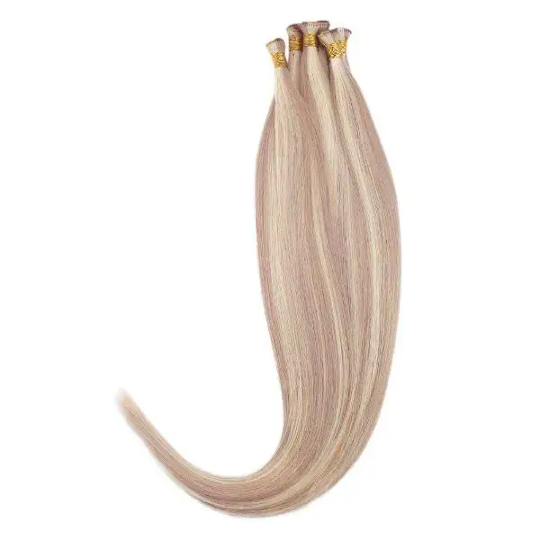 Hand Tied Weft Hair Extensions Virgin Hair with Pink Blonde Highlights #18/613 - Image 5
