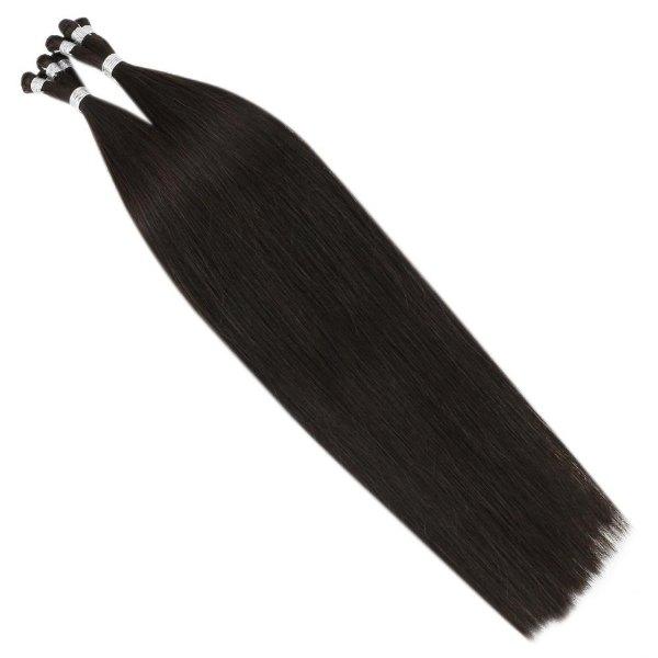 Hand Tied Weft Virgin Hair Extensions Hand Tied Extensions Darkest Brown #2 - Image 4