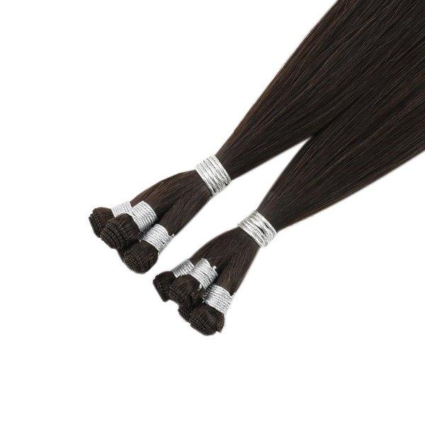 Hand Tied Weft Virgin Hair Extensions Hand Tied Extensions Darkest Brown #2 - Image 7