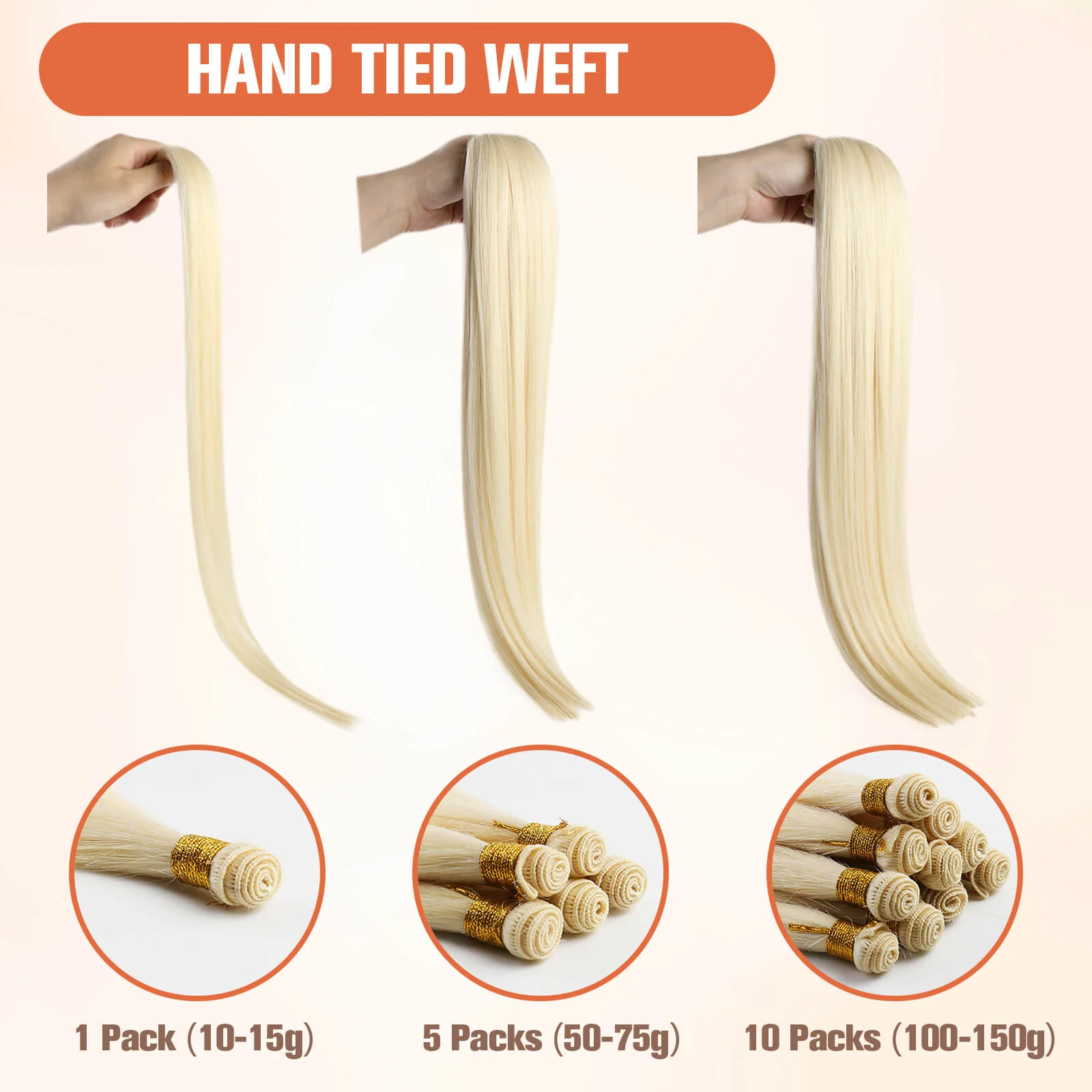 Hand Tied Weft Virgin Hair Extensions Hand Tied Extensions Darkest Brown #2 - Image 3