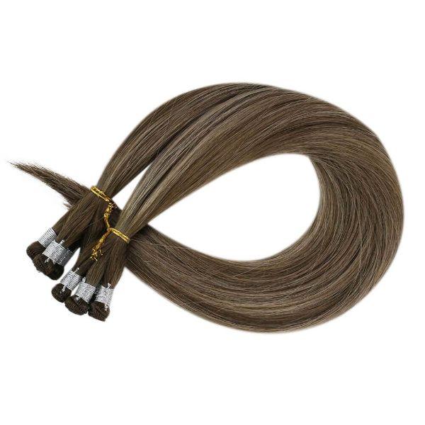 Hand Tied Wefts 100% Virgin Human Hair Balayage Brown to Blonde #4/27/4 - Image 4