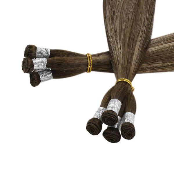 Hand Tied Wefts 100% Virgin Human Hair Balayage Brown to Blonde #4/27/4 - Image 8