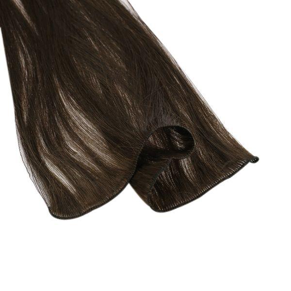 Hand Tied Weft Extensions 100% Virgin Human Hair Dark Brown #4 - Image 10