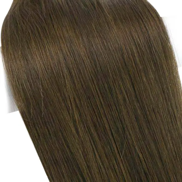 Hand Tied Weft Extensions 100% Virgin Human Hair Dark Brown #4 - Image 5