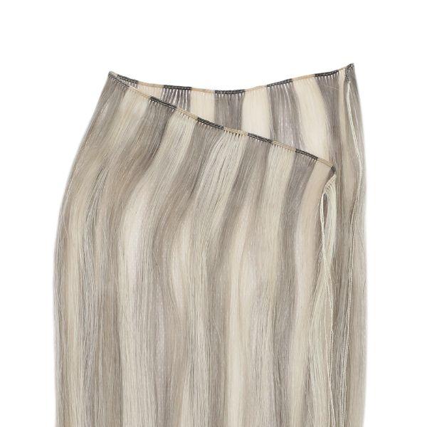 Hand Tied Weft Hair Extensions for Thin Hair Virgin Human Hair Grey Blonde Highlights#19/60 - Image 10