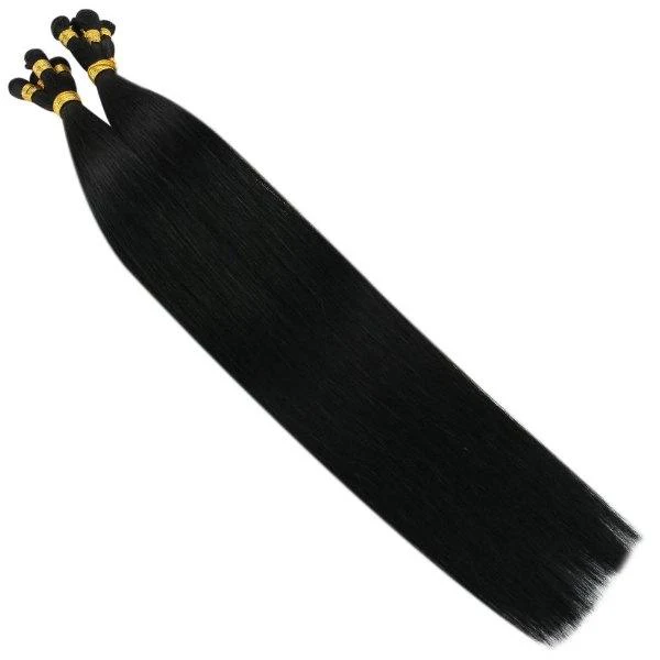 Virgin Hair Hand Tied Weft Extensions Virgin Human Hair Jet Black #1 - Image 4