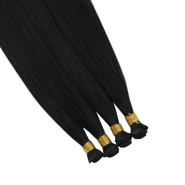 Virgin Hair Hand Tied Weft Extensions Virgin Human Hair Jet Black #1 - Image 7