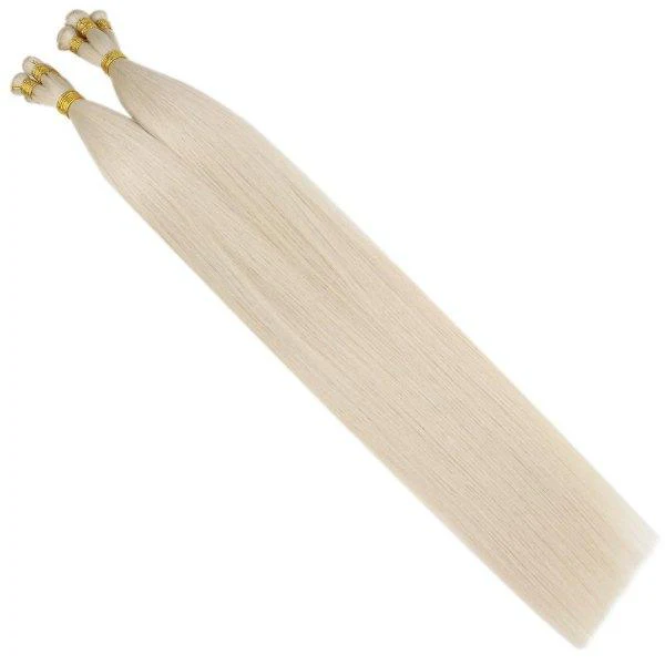Hand Tied Weft Extensions 100% Virgin Human Hair Light Blonde #60 - Image 4