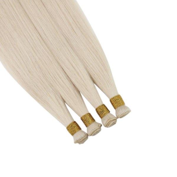 Hand Tied Weft Extensions 100% Virgin Human Hair Light Blonde #60 - Image 9