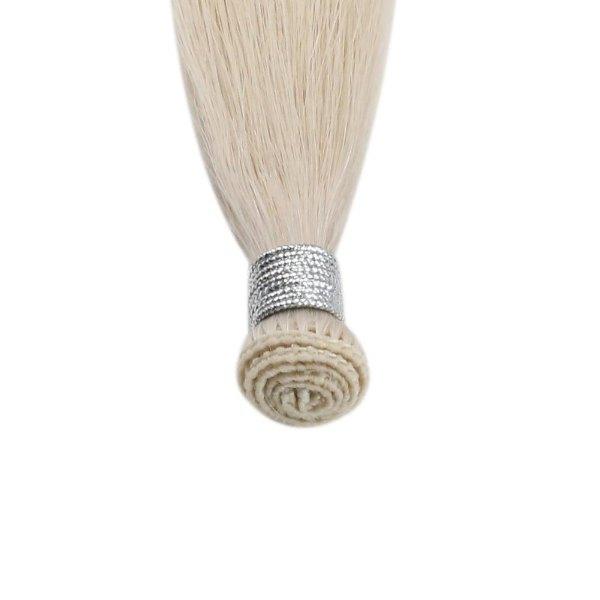 Hand Tied Weft Hair Extensions Virgin Human Hair White Blonde #1000 - Image 9