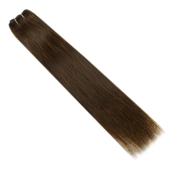 Weft Hair Extensions Human Hair Weft Bundle Dark Brown Extensions #4 - Image 3