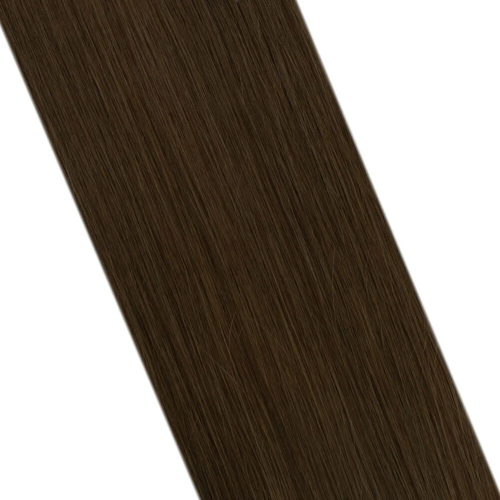 Weft Hair Extensions Human Hair Weft Bundle Dark Brown Extensions #4 - Image 4