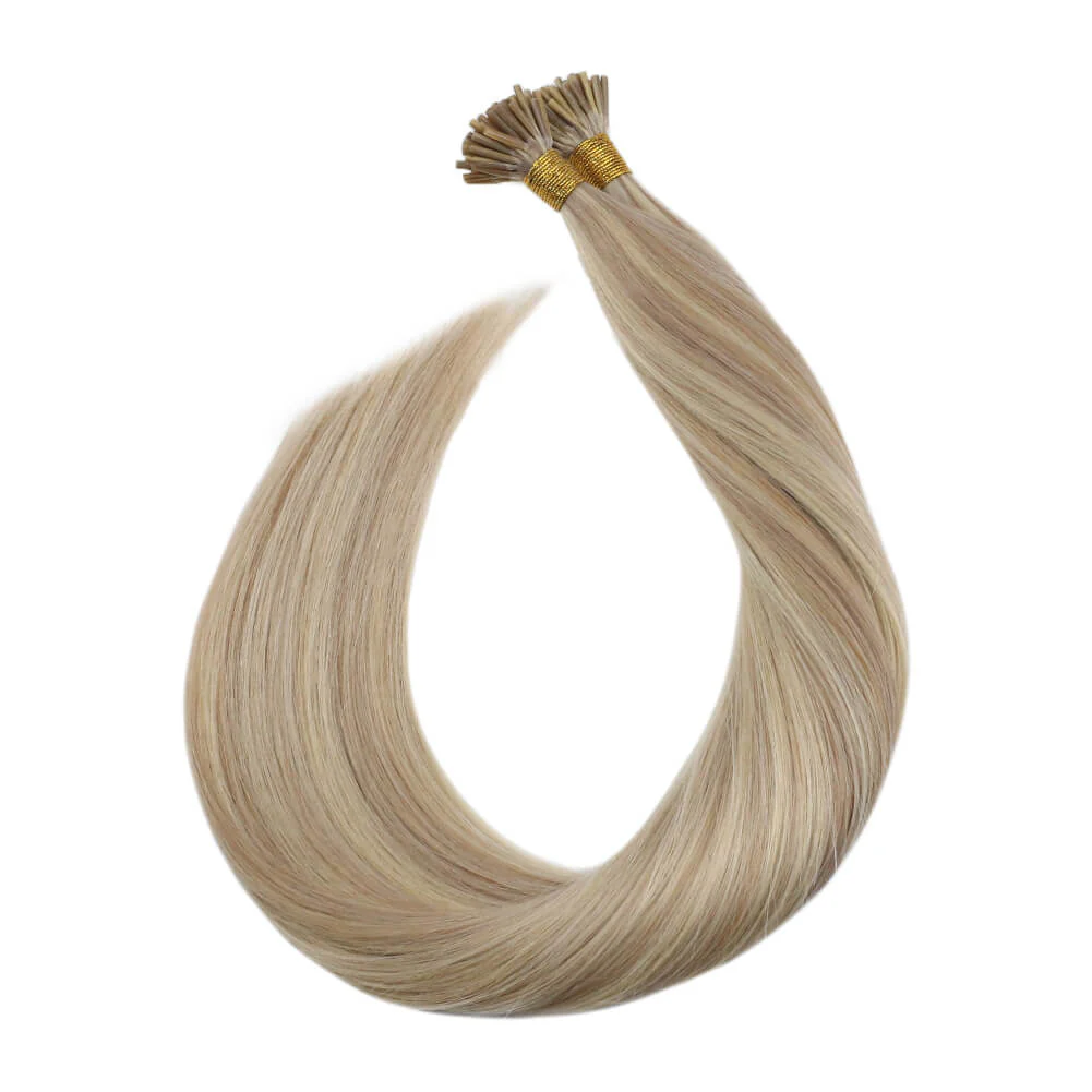 Keratin Stick I Tip Human Hair Extensions Blonde Highlights #16/22 - Image 3