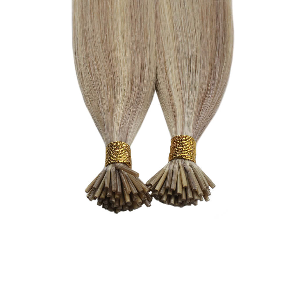Keratin Stick I Tip Human Hair Extensions Blonde Highlights #16/22 - Image 6