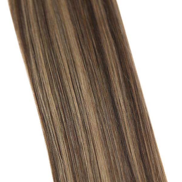Keratin I Tip Human Hair Extensions Brown with Blonde #P4/27 - Image 5