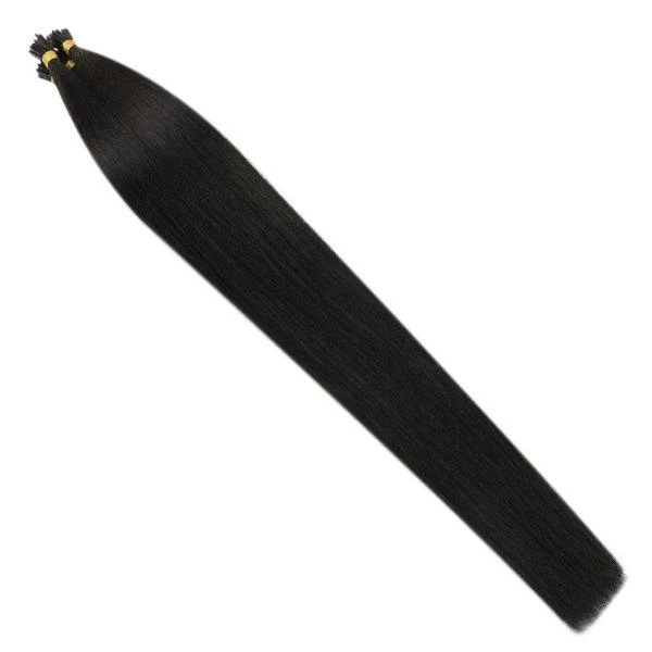 Sunny Hair I Tip Virgin Human Hair Extensions Stick Keratin Black #1B - Image 3