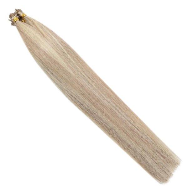 Stick Keratin I Tip Virgin Human Hair Extensions with Pink Gold Highlights #18/613 - Image 3