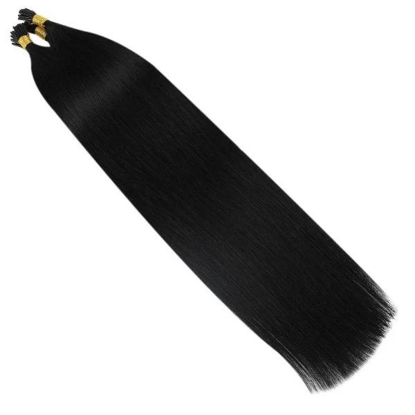 Sunny Hair I Tip Virgin Human Hair Extensions Stick Keratin Jet Black #1 - Image 3