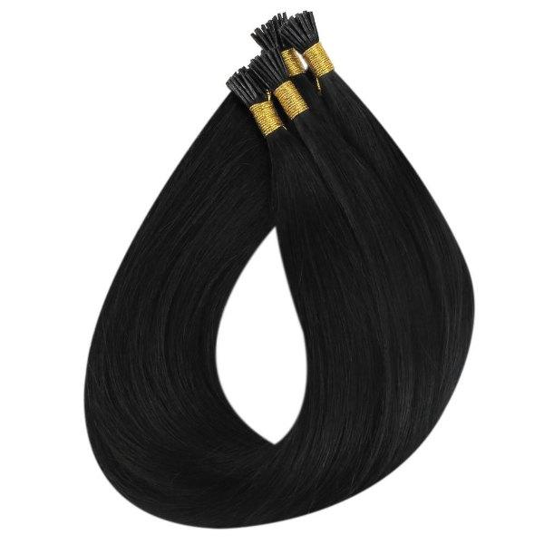 Sunny Hair I Tip Virgin Human Hair Extensions Stick Keratin Jet Black #1 - Image 5