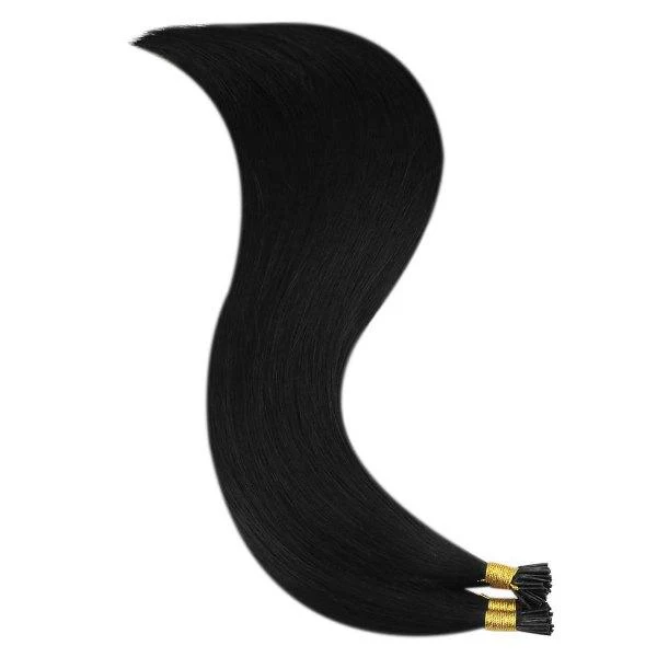 Sunny Hair I Tip Virgin Human Hair Extensions Stick Keratin Jet Black #1 - Image 6