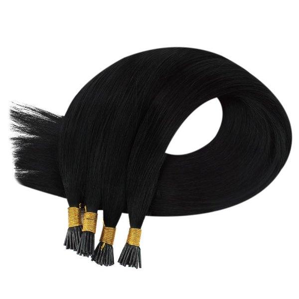 Sunny Hair I Tip Virgin Human Hair Extensions Stick Keratin Jet Black #1 - Image 8