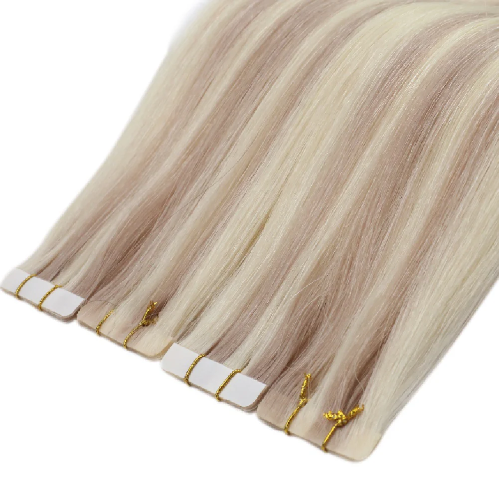 [Virgin Hair] Injected Tape in Extensions Highlights Blonde Human Hair #P18/613 - Image 12