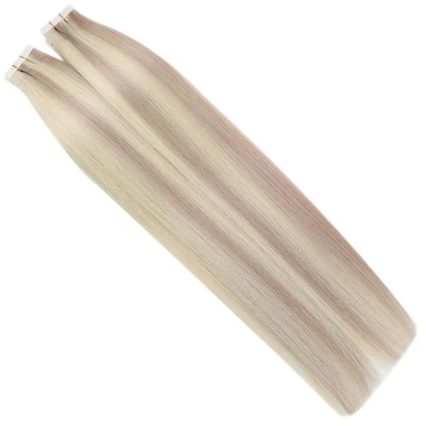 [Virgin Hair] Injected Tape in Extensions Highlights Blonde Human Hair #P18/613 - Image 7