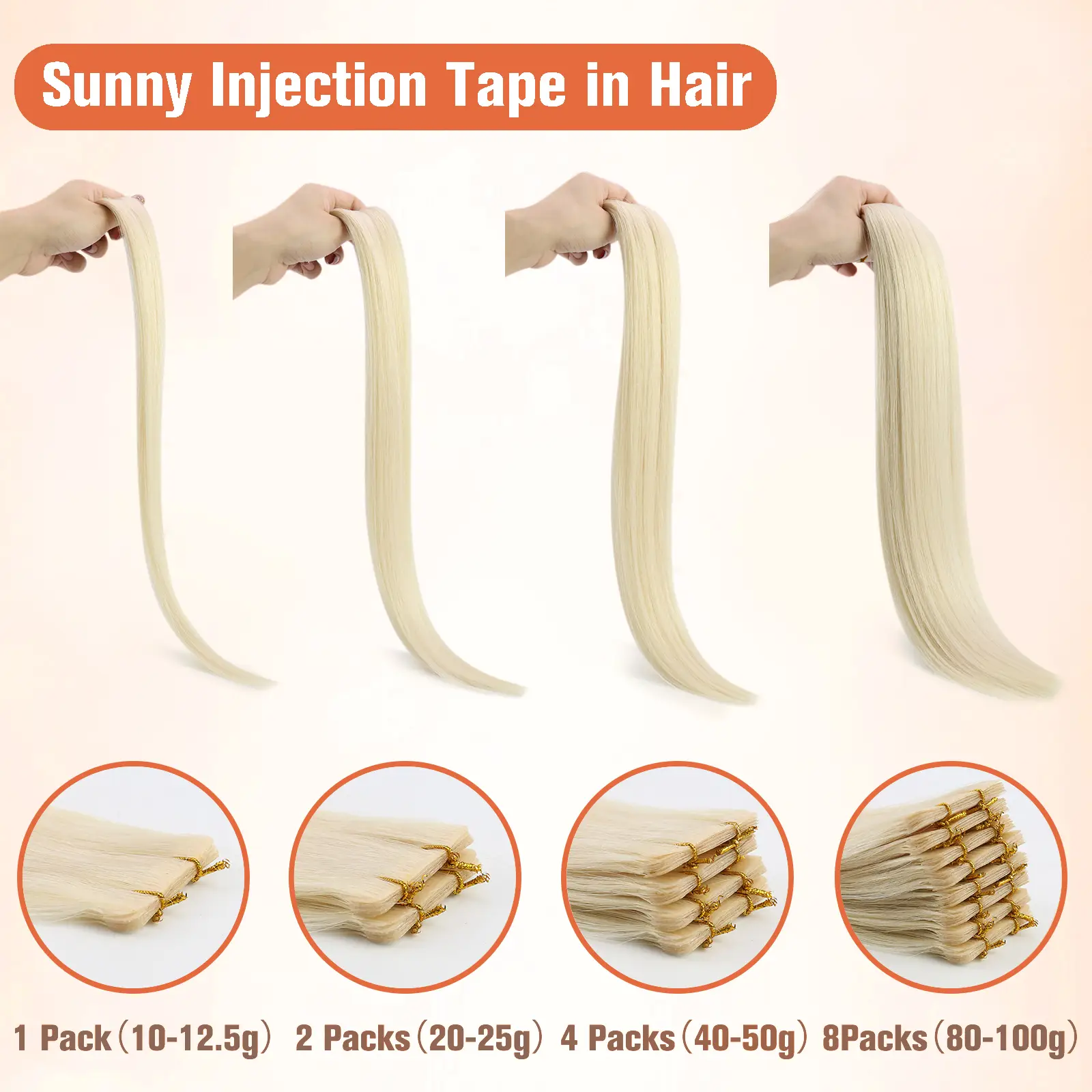 [Virgin Hair] Invisible Injected Tape in Extensions Cuticle Intact Human Hair Brown #4 - Image 4