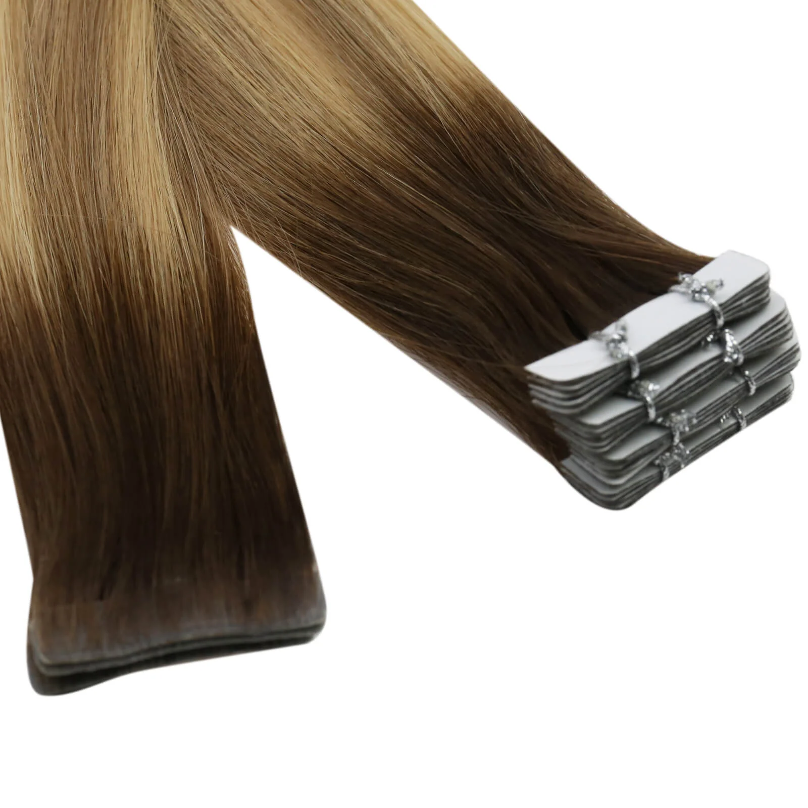 [Virgin Hair] Best Tape in Hair Extensions Seamless Injected Tape Ins Balayage #3/8/22 - Image 5