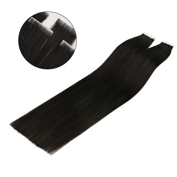 [Virgin Hair] Tape in Hair Extensions Seamless Injected Tape Ins Off Black #1B - Image 5