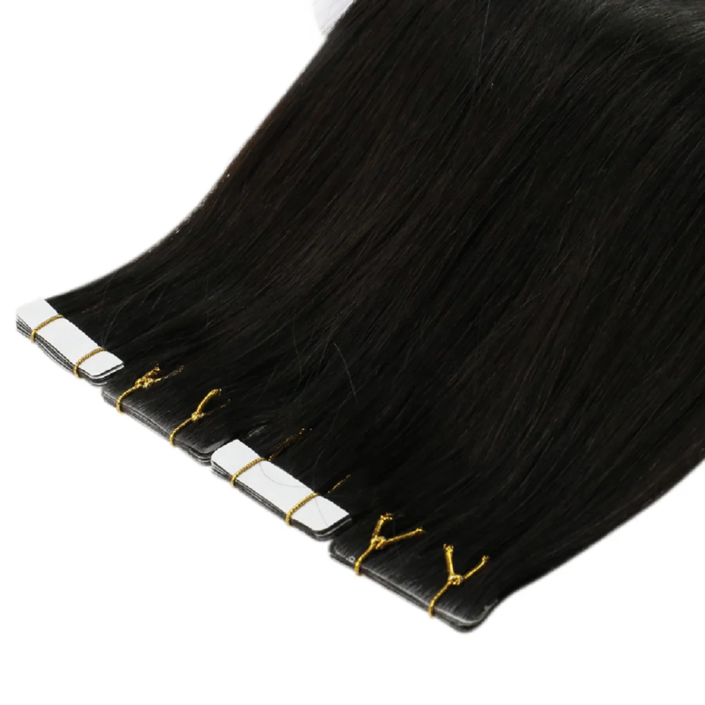 [Virgin Hair] Tape in Hair Extensions Seamless Injected Tape Ins Off Black #1B - Image 8