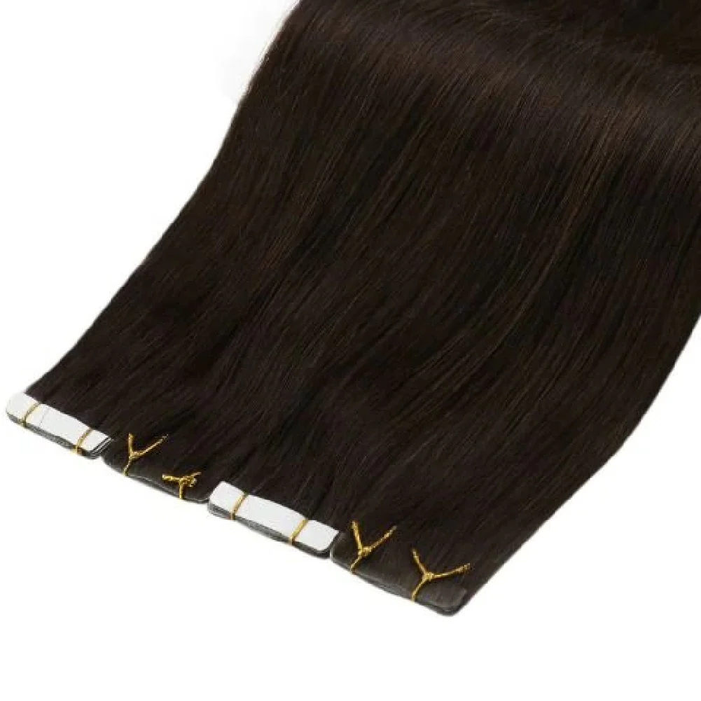 [Virgin Hair] Injection Tape in Human Hair Extensions Seamless Hair Darkest Brown #2 - Image 13