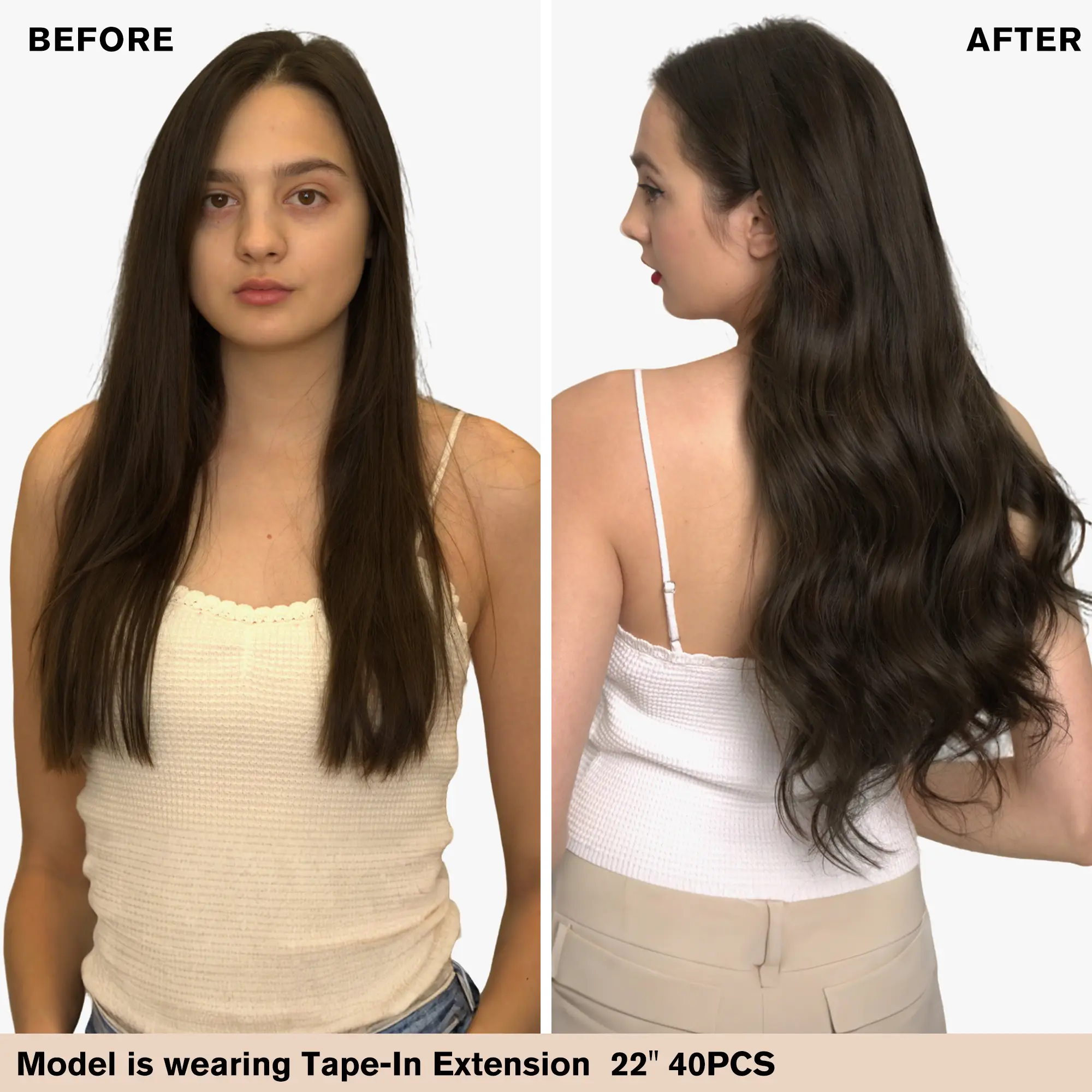 [Virgin Hair] Injection Tape in Human Hair Extensions Seamless Hair Darkest Brown #2 - Image 3