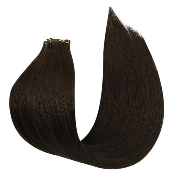 [Virgin Hair] Injection Tape in Human Hair Extensions Seamless Hair Darkest Brown #2 - Image 9