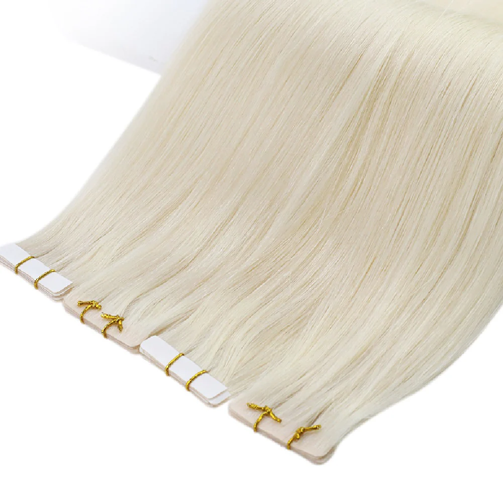 [Virgin Hair] Seamless Injected Tape in Extensions Best Human Hair Platinum Blonde #60 - Image 11