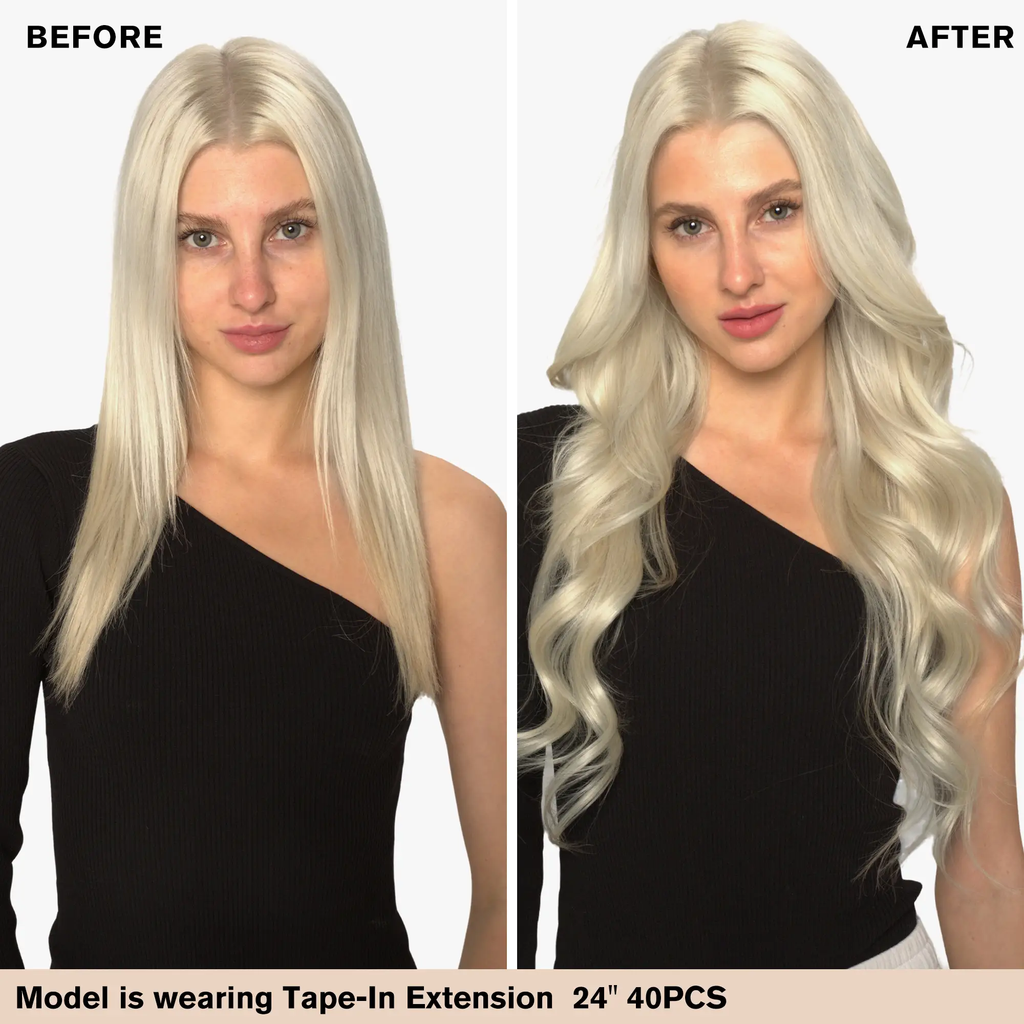 [Virgin Hair] Seamless Injected Tape in Extensions Best Human Hair Platinum Blonde #60 - Image 3
