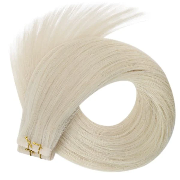 [Virgin Hair] Seamless Injected Tape in Extensions Best Human Hair Platinum Blonde #60 - Image 8
