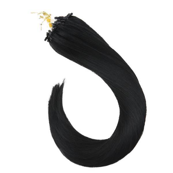 Pre Bonded Micro Ring Jet Black 100% Real Human Hair Extensions #1 - Image 3