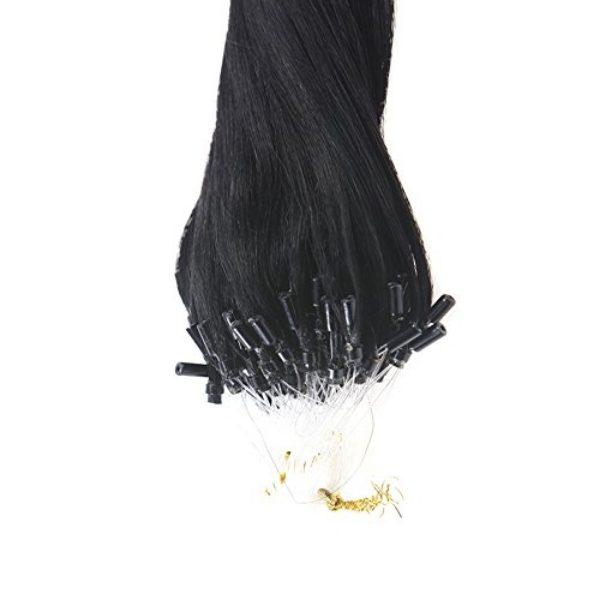 Pre Bonded Micro Ring Jet Black 100% Real Human Hair Extensions #1 - Image 4