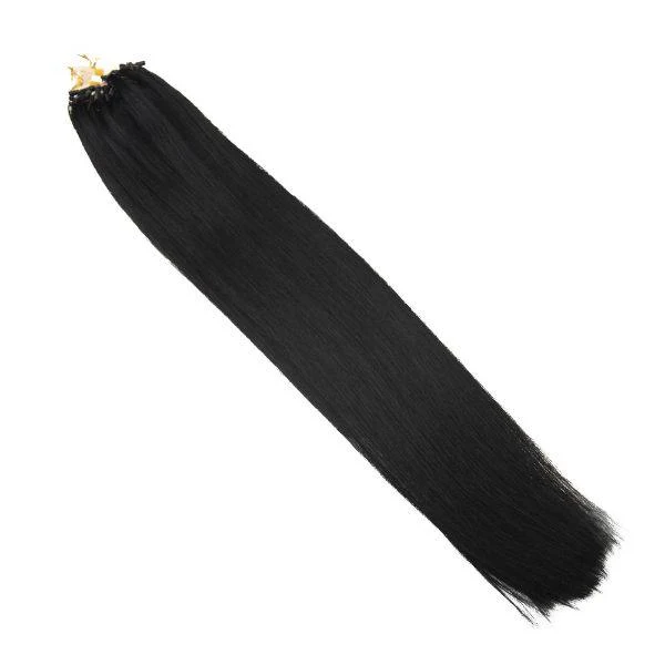 Pre Bonded Micro Ring Jet Black 100% Real Human Hair Extensions #1 - Image 5