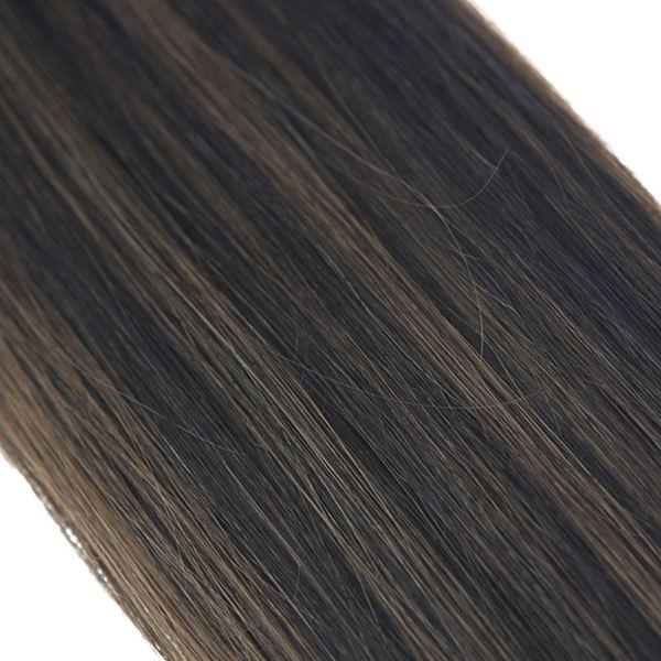 Weft Hair Extensions Human Hair Sew in Weft Balayage Brown Highlights #2/2/6 - Image 4