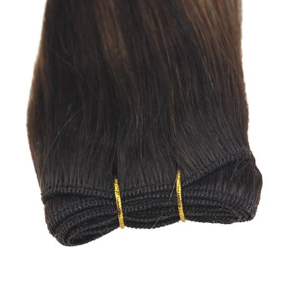 Weft Hair Extensions Human Hair Sew in Weft Balayage Brown Highlights #2/2/6 - Image 6