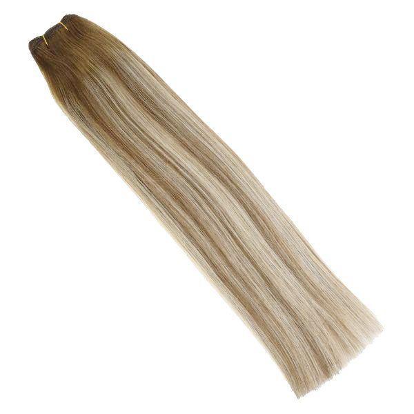 Weft Hair Extensions Sew in Human hair extensions Balayage Color #6/60/6 - Image 3