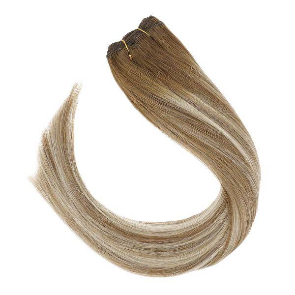 Weft Hair Extensions Sew in Human hair extensions Balayage Color #6/60/6 - Image 5