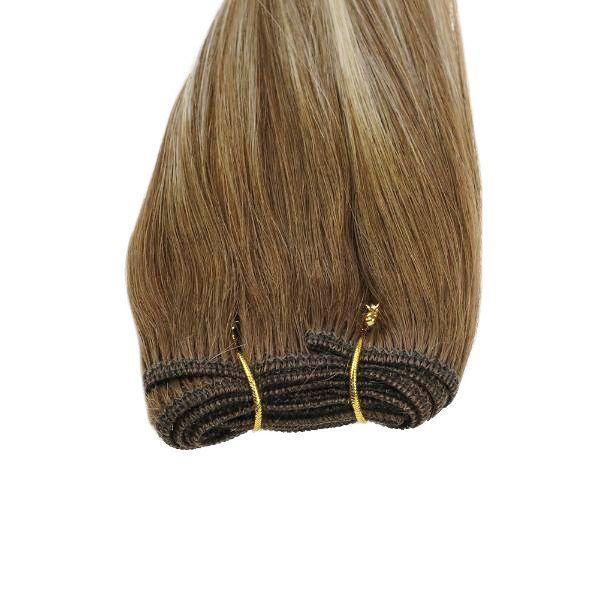 Weft Hair Extensions Sew in Human hair extensions Balayage Color #6/60/6 - Image 6